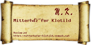 Mitterhöfer Klotild névjegykártya